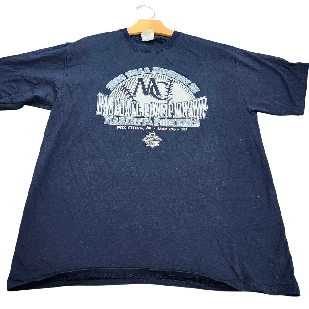Champion Mens 2006 NCAA Division III Baseball Marietta Pioneers T-Shirt Blue XL